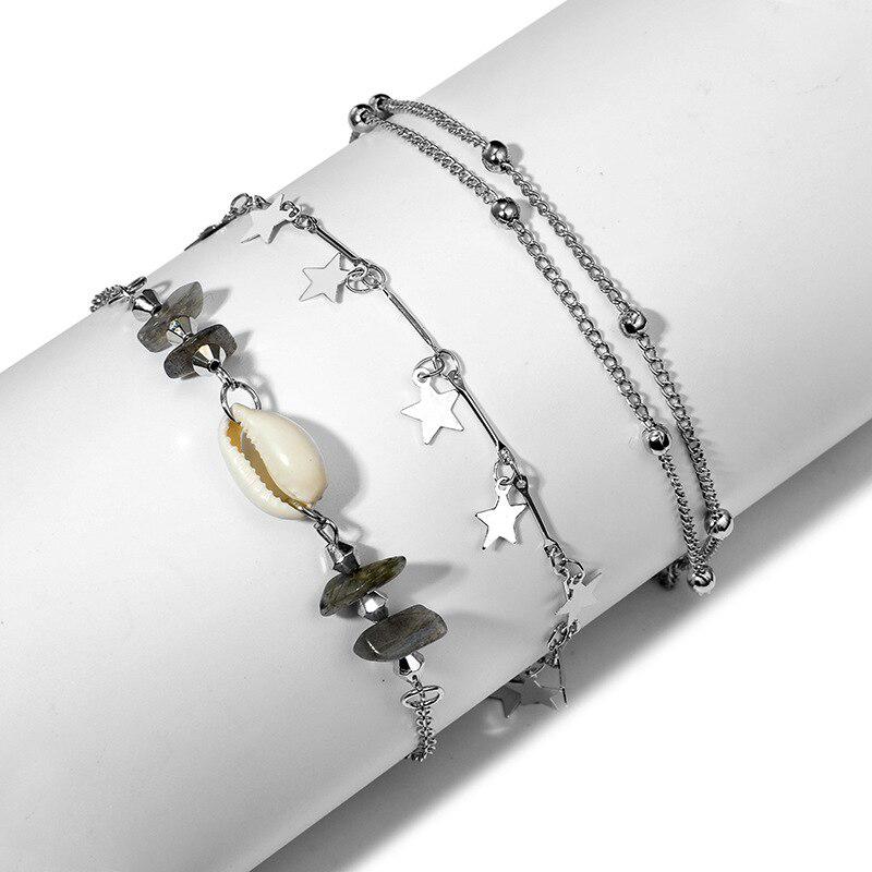 Boho Shell Star Beach Anklet Multilayer Silver Color Anklets Bracelets For Women Sandals Leg Chain Foot Jewelry Anckle Bracelets