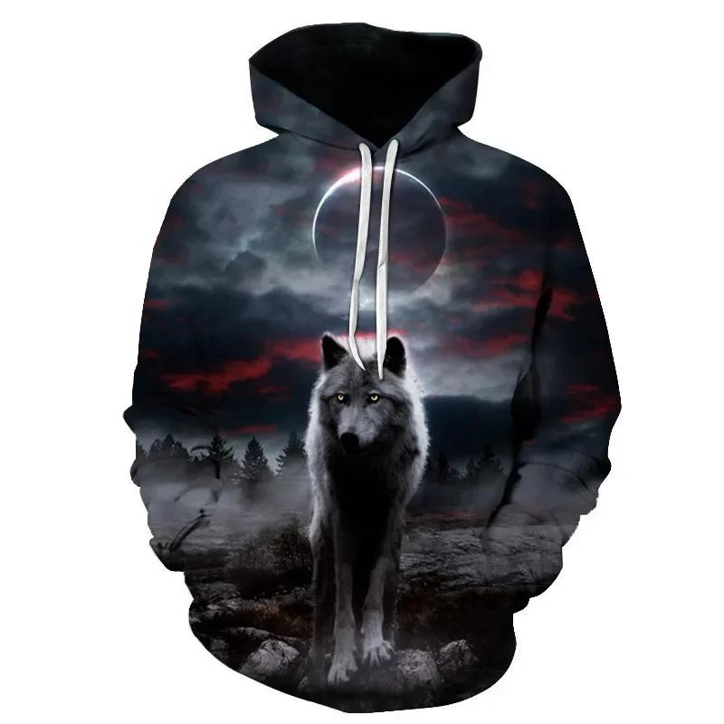 Nowe drukowane 3D Wilk Moda Męskie Damskie Dresy Okrągły dekolt Bluzy z kapturem Duże rozmiary S-7XL Harajuku Cztery pory roku Codzienne