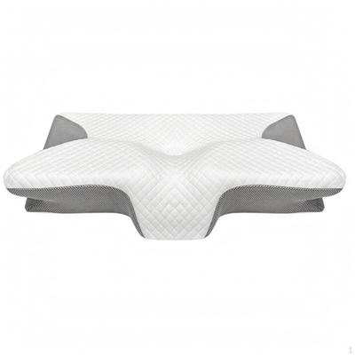 Almohada Mariposa Ergonómica de Espuma Viscoelástica Contorneada para Dormitorio, Habitación de Invitados Gris Paquete Enrollado