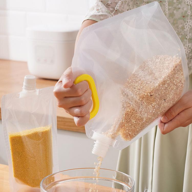 10Pcs Grain Storage Bag, Kitchen Suction Nozzle Bag Sealed Sub-bag Household Visual Transparent Food Sealed Bag