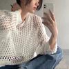 Knitted Hollow Out Sun Protection Clothing for Women In Summer, Thin and Loose Design, Niche and Unique, Hanging Long Sleeved Top, Top