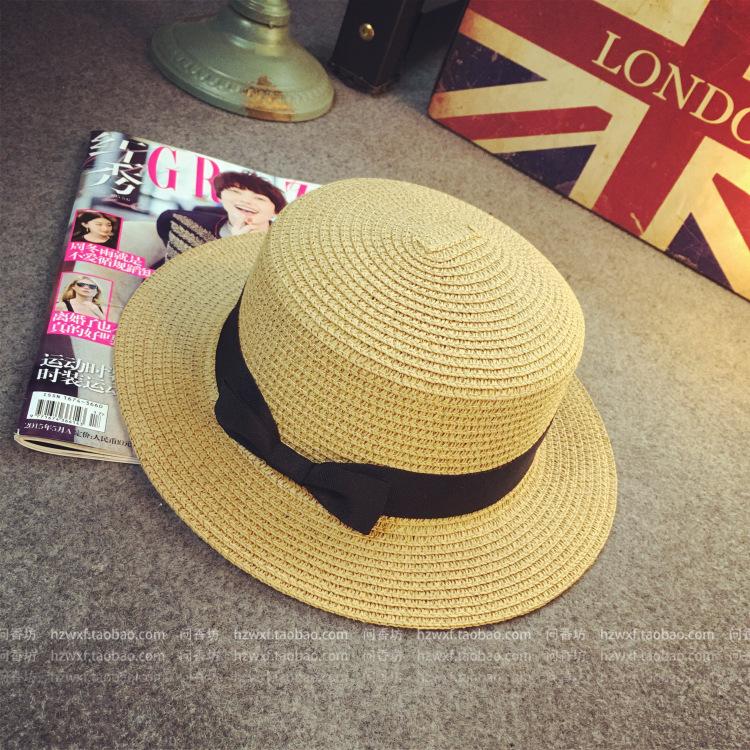 Summer Top Hat Children's Bowl Straw Hat, Pepper Bow Bowl Sunshade Sunscreen Beach Hat
