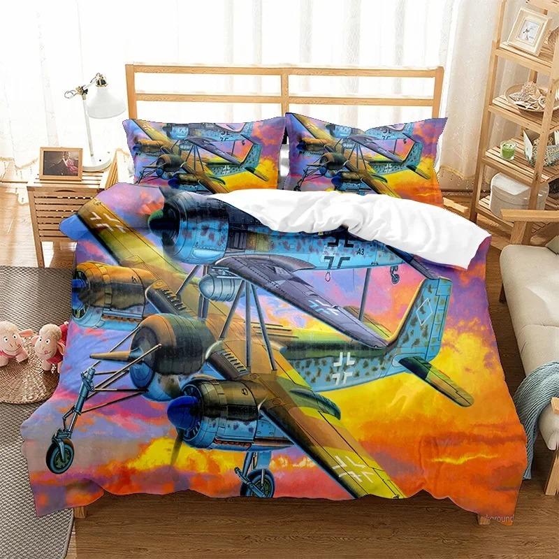 Airplane Fighter Duvet Cover KingQueen Size,flying Fighter Jet Bedding Set for Kids Teens Boys,modern Cool Airplane Quilt Cover