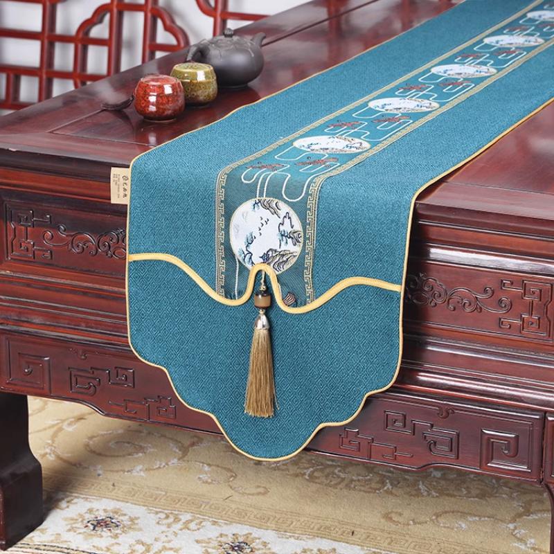 New Chinese Style Table Flag Modern Minimalist Zen Style Waterproof Tea Mat Long Tea Table Fabric Art Tablecloth
