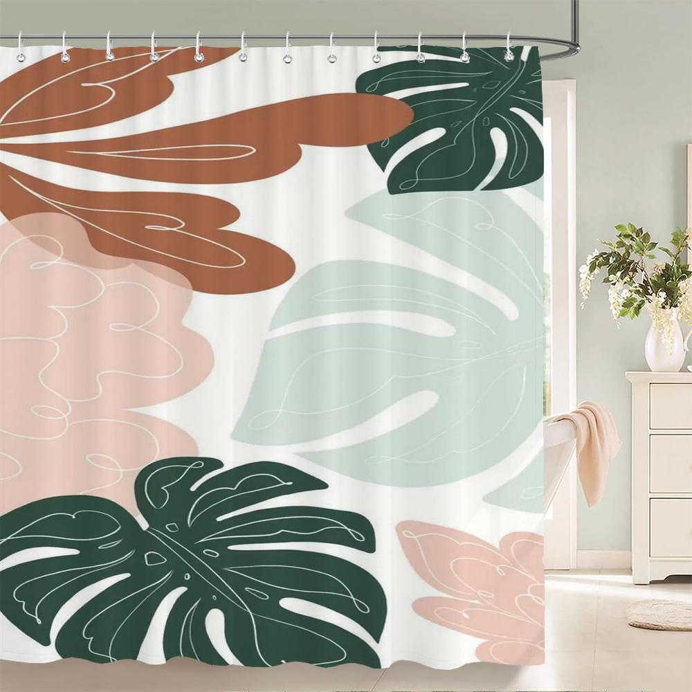 Nordic Simplicity Style Plant Leaves Printed Shower Curtain With Hook Bathroom Curtain Home Decoration Curtain 3D Bath Curtains