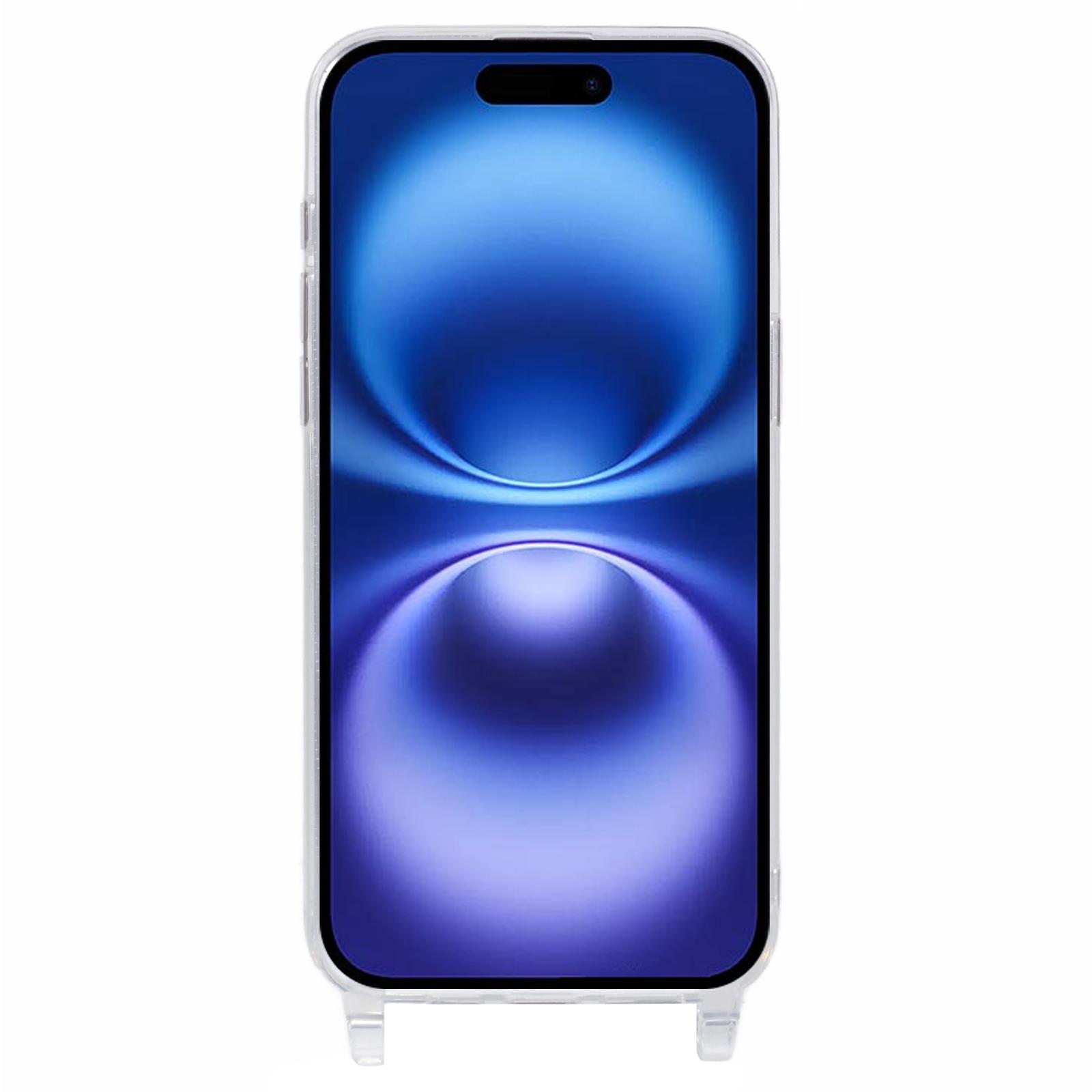 

For iPhone 16 Plus Case TPU 1.8mm Clear Phone Cover with Lanyard Holes Style A