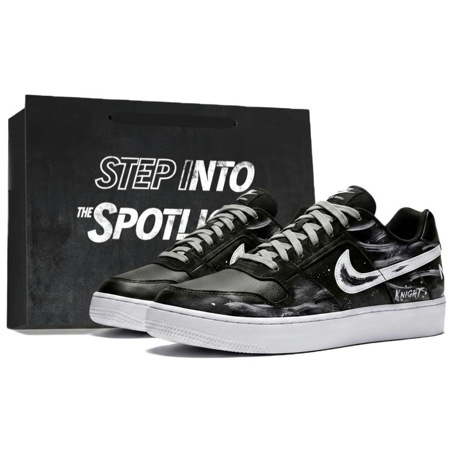 

Nike SB Delta Gothic Assassin Leather Low top Skateboard Shoes Unisex Black White 942237-010(Team858-) 40.5