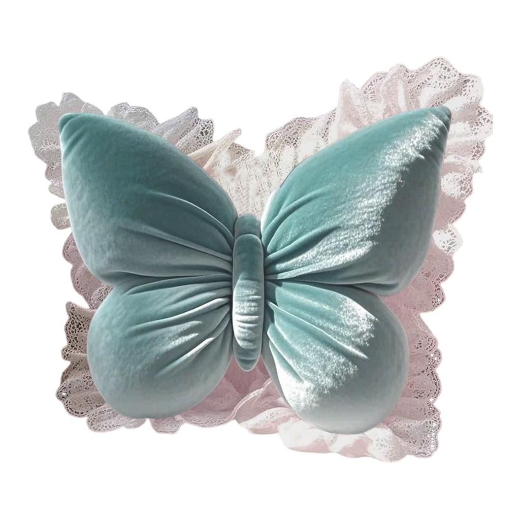 Butterfly Throw, Velvet Butterfly Decorative Cushion With Lace Trim, Glitter Velvet Stuffed For Sofa Couch Living Room Bed,Home Garden Decor