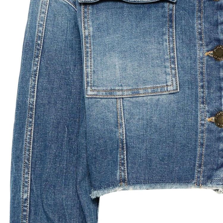 PINKO Spring Summer 2024 Commuter Casual Gradient Short Single-Breasted Pocket Denim Jacket Women jackets Blue 102944A1LQ-PJZ