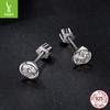 Simple Rose Temperament Shining Moissanite Stud Earrings S925 Sterling Silver Platinum Plated Versatile Jewelry Earrings Women