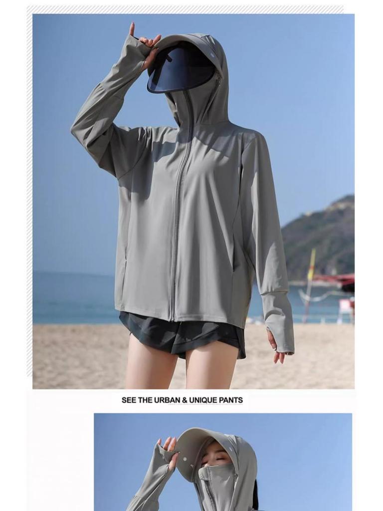Women's UPF 50+ Detachable Large Brim Sun Protection Jacket - Ice Silk, Breathable, Spring/Summer Sunscreen Clothing