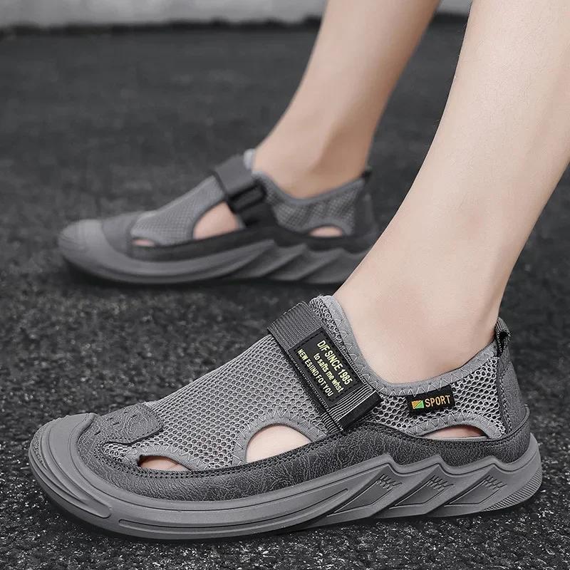Mesh Shoes for Men's New Summer New Breathable Outdoor Sports and Leisure Soft Sole Anti Slip Baotou Sandals Shoes