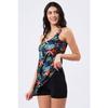 Women's Tropical Patterned Dress Swimsuit With Lycra Shorts (wide Size Range)