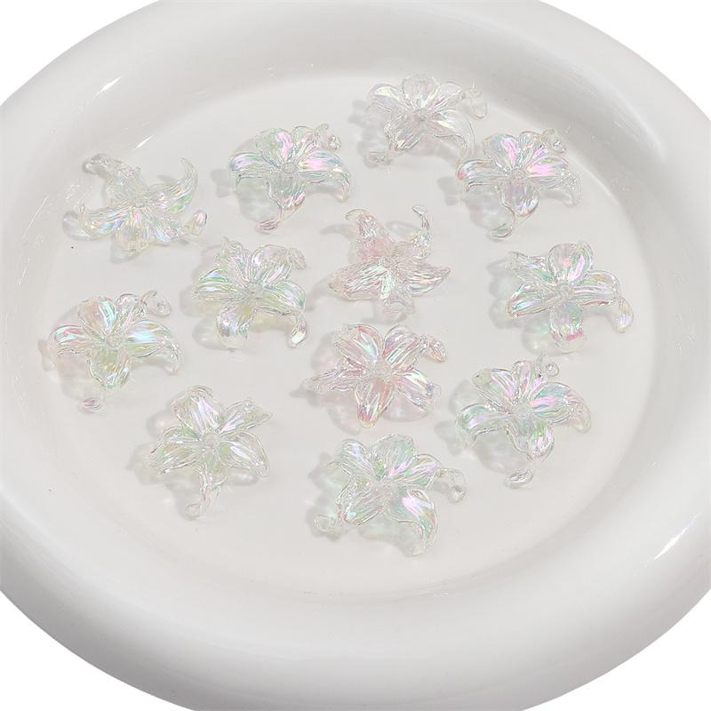 

5 шт./пакет, цветные прозрачные трехмерные бусины с акриловым покрытием, большие цветочные бусины, сделай сам, ожерелье, браслет, серьги, ювелирные аксессуары 30*30mm 5pcs/bag