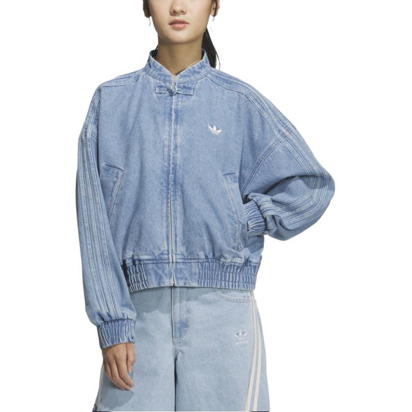 Adidas Originals Slangens år Limited Edition Logo Casual Komfortabel Løstsittende Langermet Denimjakke Damejakke Lys-Denimblå JZ9924