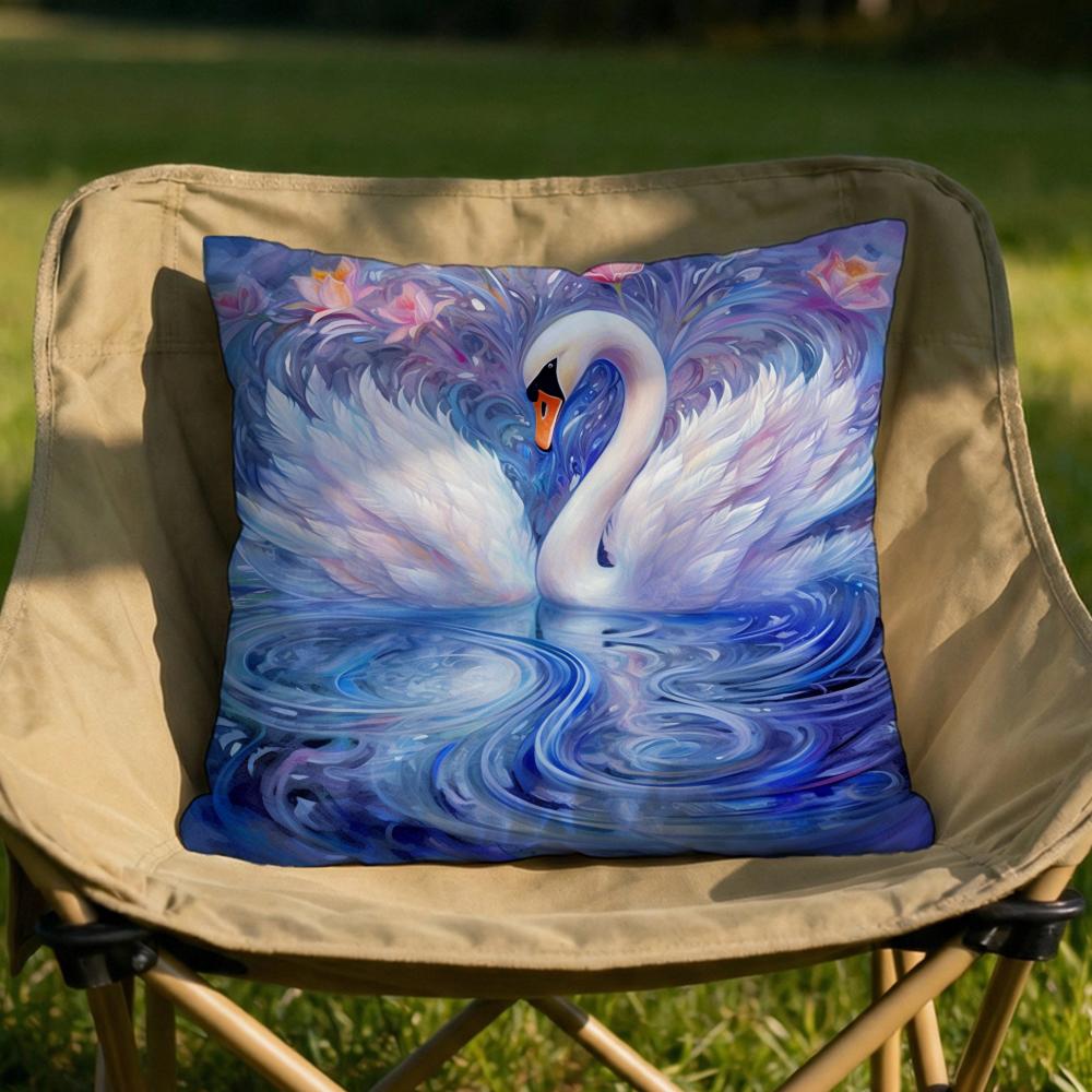 Elegant Swan Floral Cushion Cover Soft Reversible Durable Pillow Cover MultiScene Use for Home Car Daily Comfort