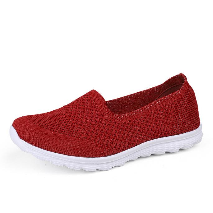 Cloth shoes summer flat heel mesh shoes mom