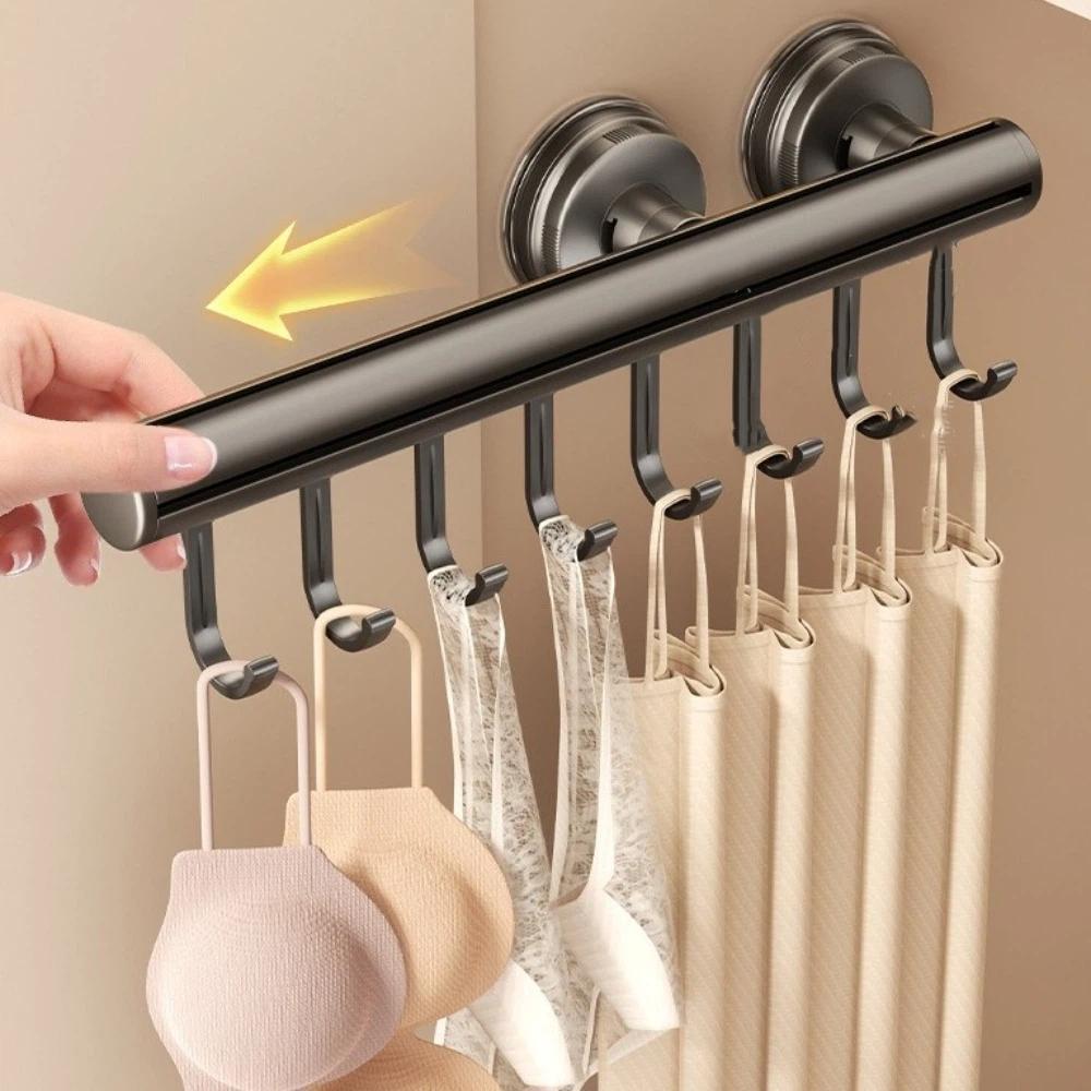 Suction Cup Space Saving Sliding Wardrobe Hooks Adjustable Moisture-proof Suction Cup Hook Removable No-Drill Vest Hook Bedroom