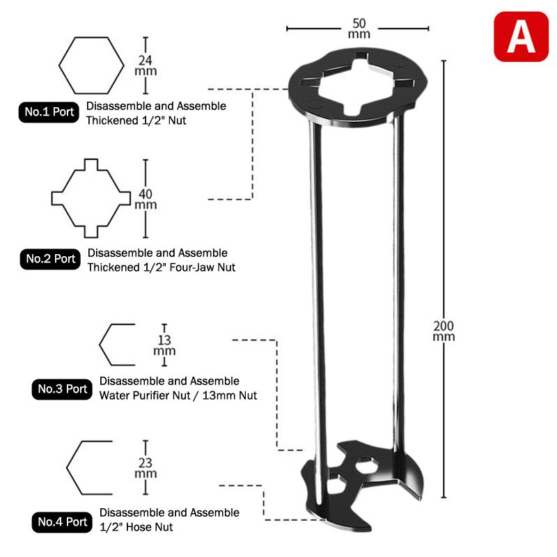 Multifunctional Sink Wrench Carbon Steel Faucet Pipe Spanner Bathroom Kitchen Plumbing Repair Hardware Tool