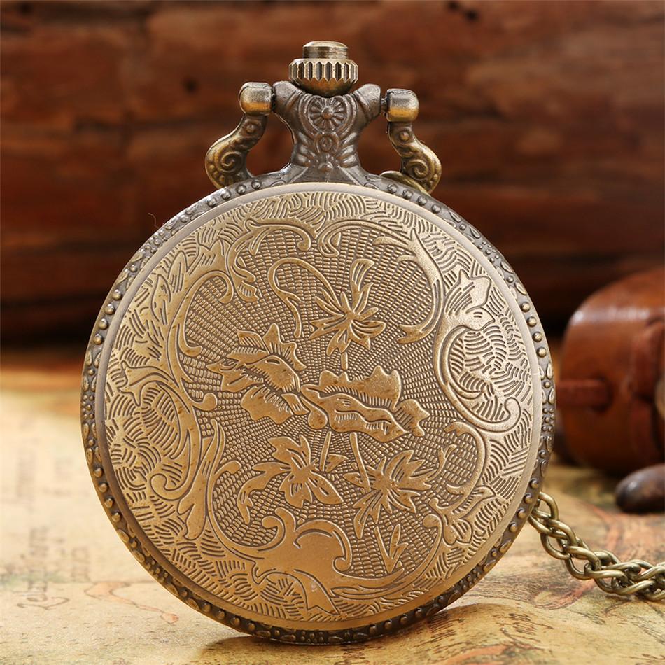 Vintage Bronze Late Sleeping Man Necklace Quartz Pocket Watch Clock Chain Men Women