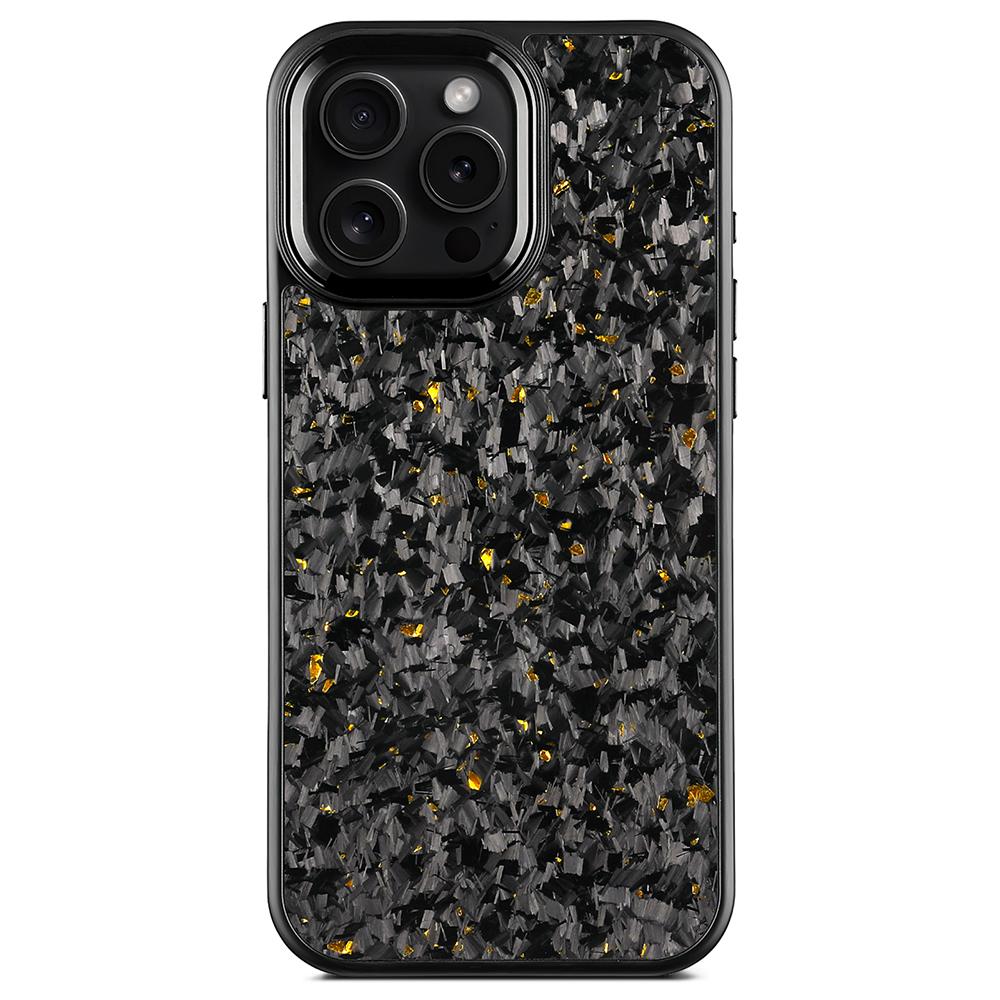 For iPhone 16 Pro Magnetic Case Forged Texture Aramid Fiber+TPU Phone Cover with Metal Lens Frame