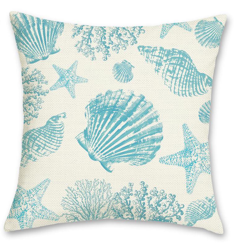Home Decor Seaside Starfish & Shells Decorative Pillow Covers Pattern Cushion Cover Suitable For Sofa Bedroom Car Pillow Cover