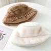 Autumn and winter imitation mink hair bucket hat women's high sense fashion thickened plush hat versatile cold warm basin hat