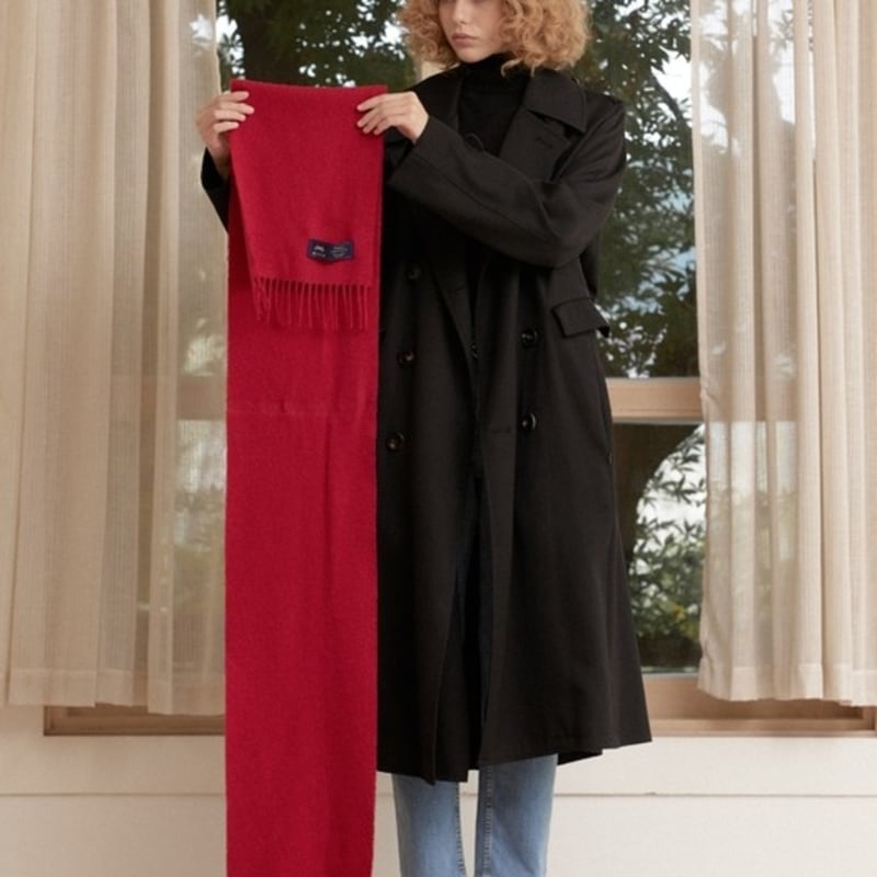 ABRAHAM MOON Merino Wool Muffler 25cm - Scarlet