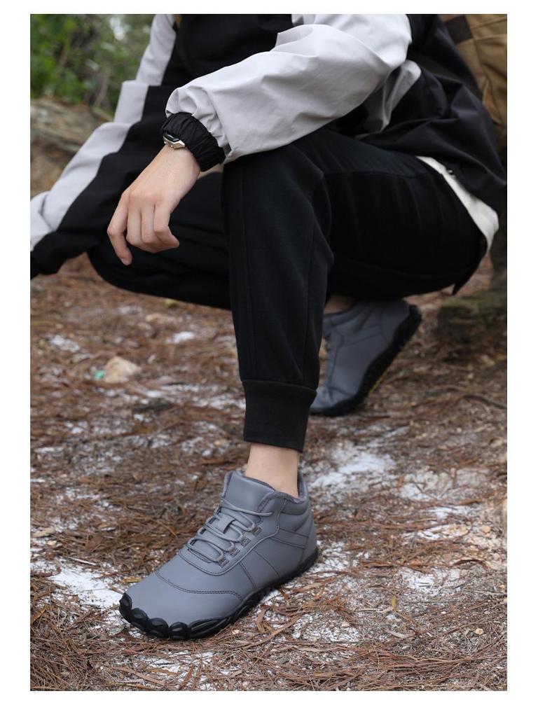 Vandringskängor med högt skaft, fodrade med fleece, i mikrofiberbomull: Varma, Halkfria, Snö- och Klätterskor för Par