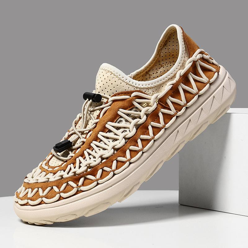 Independent station popular summer hollow breathable casual mesh shoes hand-woven one-pedal sandals large size 47