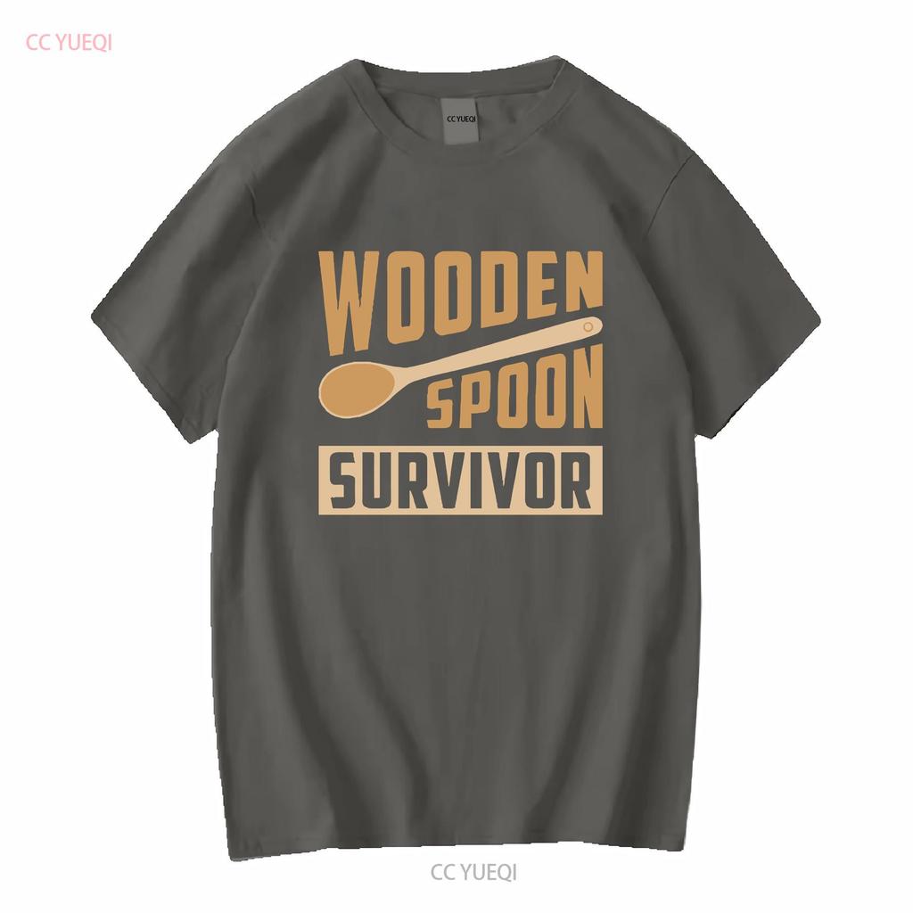 Wooden spoon survivor mens T Shirt unisex funny joke novelty slogan retro fashion comedy design top classic cool meme vintage