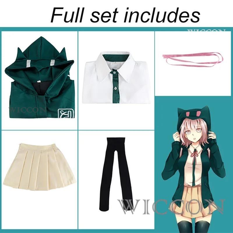 Nanami Chiaki Cosplay Anime Danganronpa Cosplay Costume High School Students Uniform Long-sleeved Jacket Short Skirt Loli Skirt