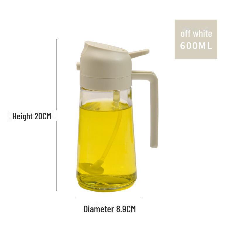 Large Capacity Automatic Opening and Closing Oil Pot: New Style Spray Glass Oil Bottle, Reversible Dual-Purpose Integrated Sprayer