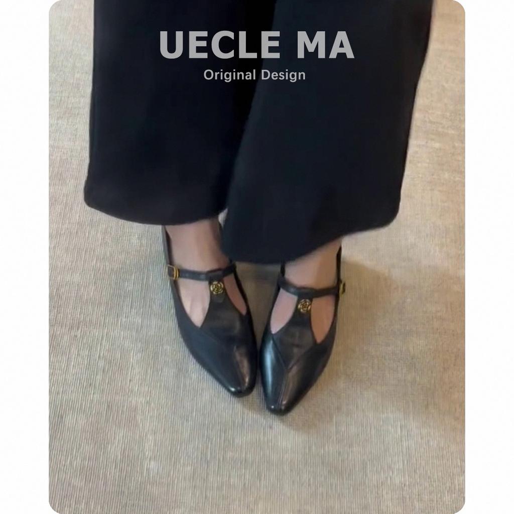 Sheepskin version~ Leather shoes Camellia retro Mary Jane shoes for women who are not tired of thick heels t-belt French light mouth single shoes