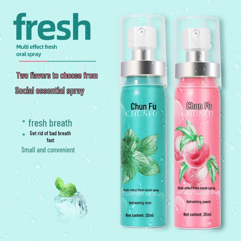 Спрей для полости рта Chunfu Персик и Мята - Длительная свежесть дыхания и устранение неприятного запаха Cool White Peach