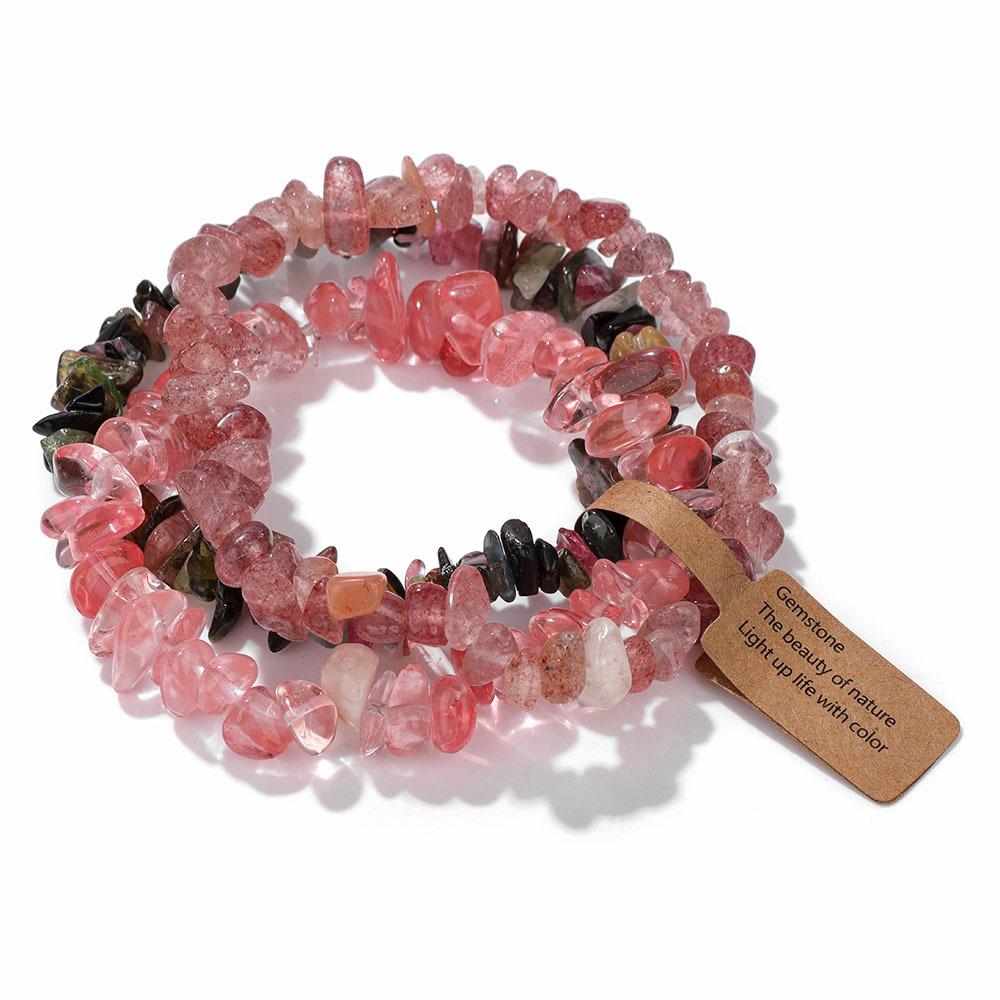 Hot Natural Chip Stone Bracelet 3Pcs/Lot Energy Crystal Gems Greval Beads Bracelet Set For Women Chip Jewelry Men Bangle Stretch