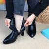 Autumn and Winter New Women's Soft Leather Cold-proof Warm Boots Thick Heel Temperament Thin Velvet Versatile and Ankle Boots Women's Boots