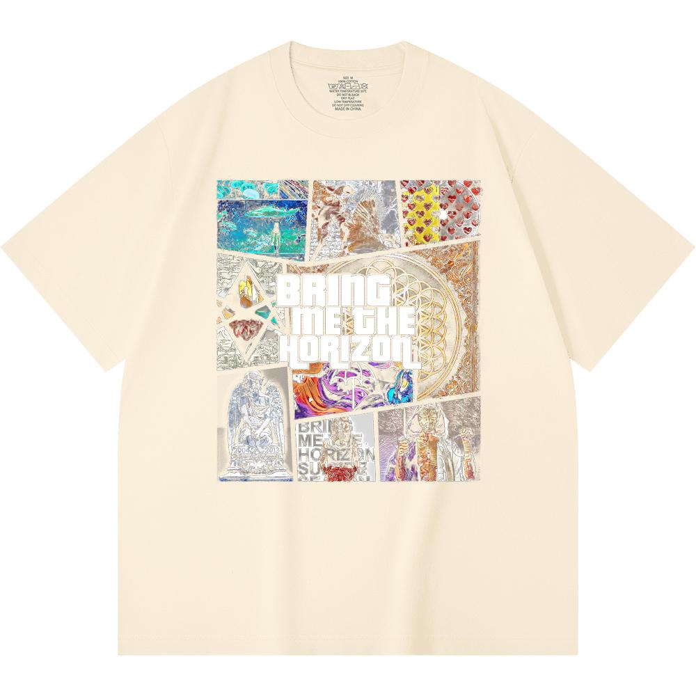 230 g/m² 100% katoenen heavy metal T-shirt met rockband- en popmuziekprint, unisex T-shirt van zwaar katoen.