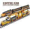 Technical City Power MOC Train Bricks 3D Model Railway Track Locomotive Building Blocks Subway Car Children Toys Christmas Gifts