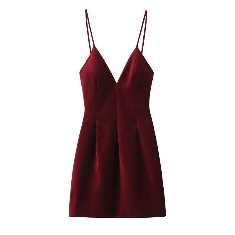 

Kaslead New Arrival Women s Clothing Fashion Style Fashion Minimalist Velveteen Short Version Dress 9771150 Red L