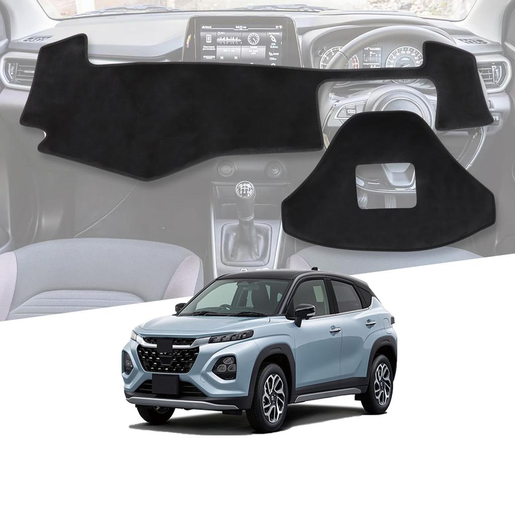 ZUNDUO Dashboard Mat for Suzuki New Fronx Series October 2024 Sun Heat Clear Interior Flannel Black WD/WE (WDB3S/WEB3S, 2WD/4WD, - Present) -