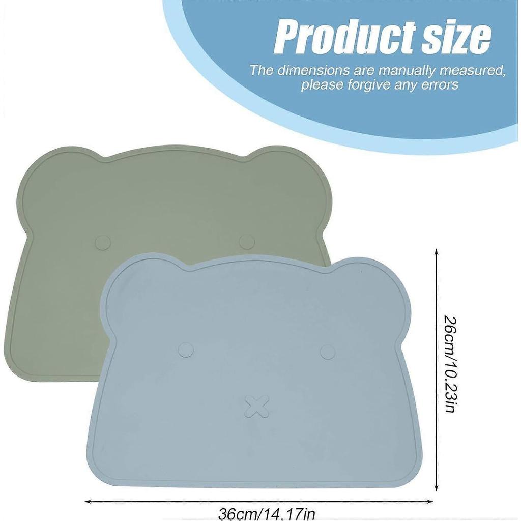 Set of 2 Children's Placemats - Silicone - BPA-free - Stain-resistant - Washable - For Children and Toddlers (blue + Green)