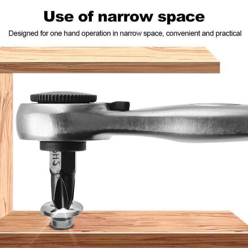 12Pcs Portable Mini Ratchet Wrench Close Quarter Adjustable Ratcheting Screwdriver Bits Set with 1/4 Drive Tool Sets