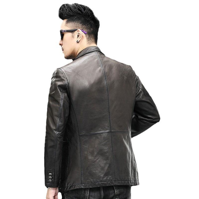 New Leather Jacket Men's Suit Collar Leather Jacket Korean Version Short Handsome Casual Jacket