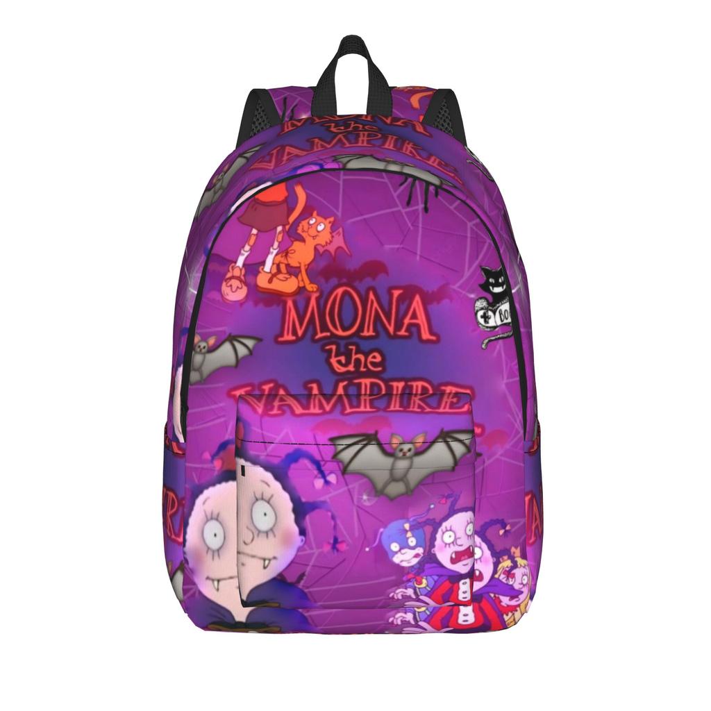 Mona The Vampire Anime Teenage Backpack Lightweight Student Hiking Travel  Daypack for Men Women Laptop Canvas Bags
