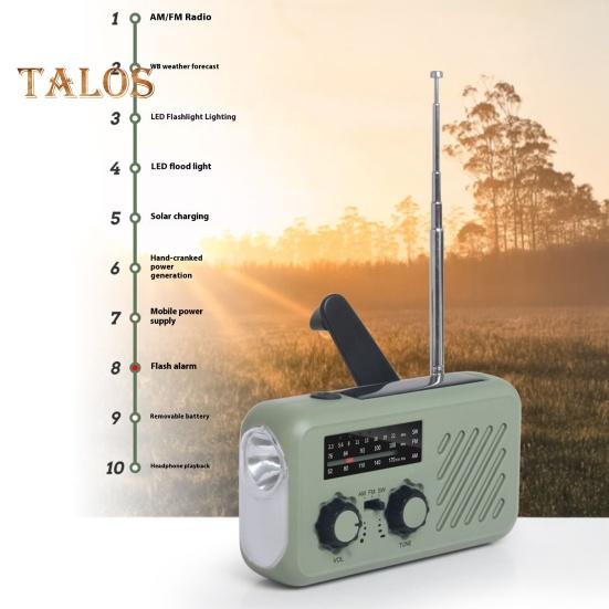 Radio de urgență cu lanternă Multifuncțional Compact Portabil Alarmă SOS Bandă AM/FM Radio reîncărcabil cu manivelă