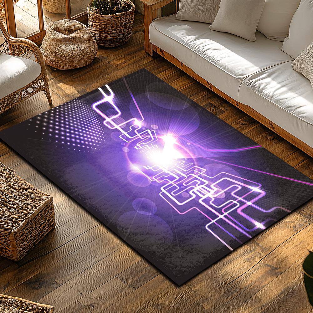 Tuniu Futuristic Circuit Board Pattern Rug, Non-Slip Home Floor Mat, Bedroom Living Room Decorative Carpet