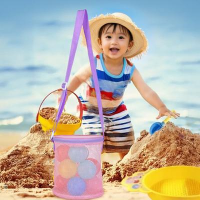 Plażowa torba siatkowa Organizer do przechowywania zabawek i ubrań z paskiem na ramię i zamykaniem na zamek błyskawiczny Duża pojemność Przenośna torba siatkowa