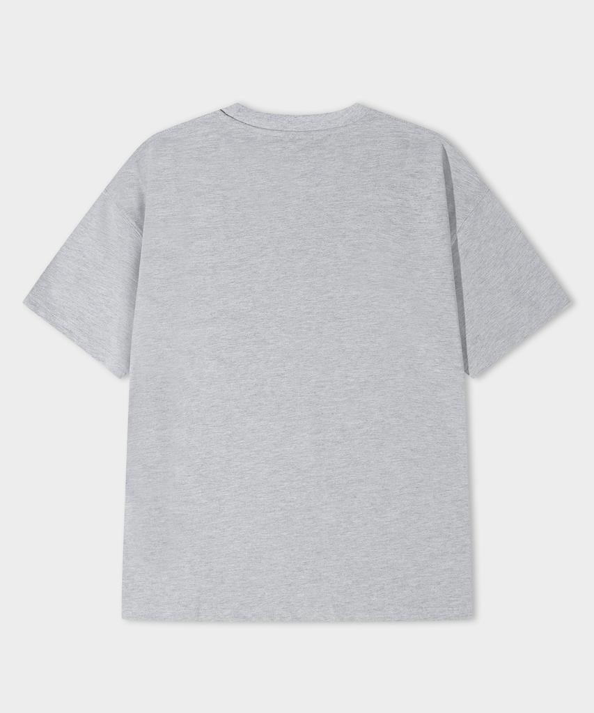 LEMAIN SECOND Basic Logo Print Oversized Short Sleeve T-Shirt [Melange Gray]