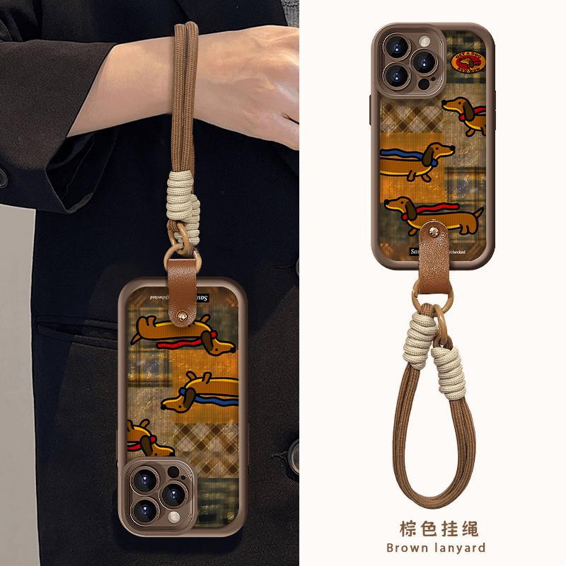 New Cartoon Brown Plaid Dachshund for Iphone11promax Apple 11 Protective Case 11 Mobile Phone Case